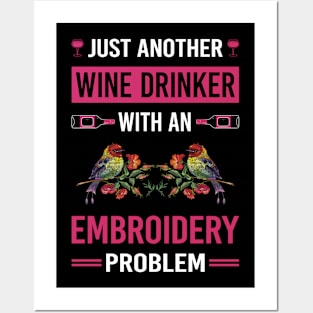 Wine Drinker Embroidery Embroidering Embroider Posters and Art